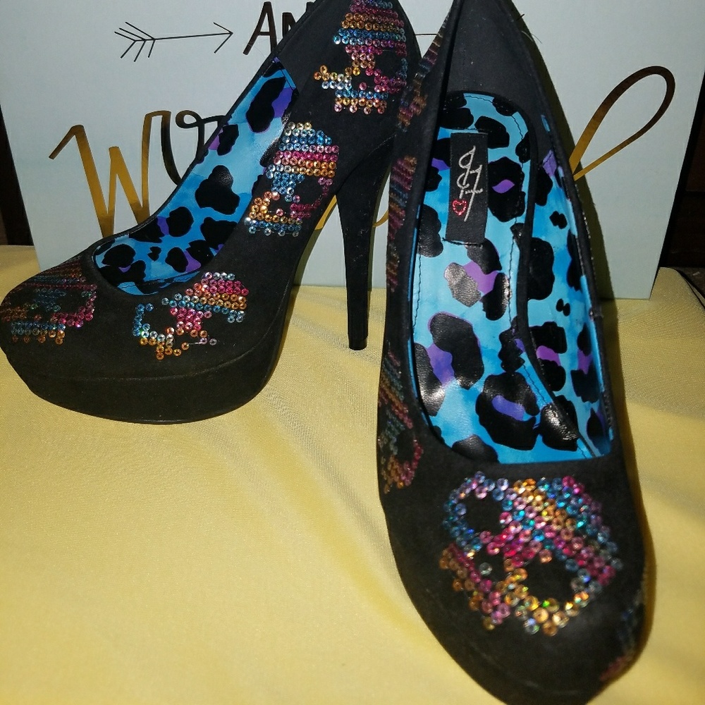 US size 7 Iron Fist Sugar Skull Platform Heels